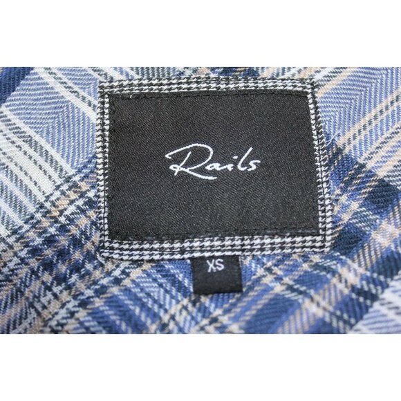 Rails Womens Size XS Button Down Plaid Shirt Blue White Super Soft Long Sleeve - Picture 6 of 6